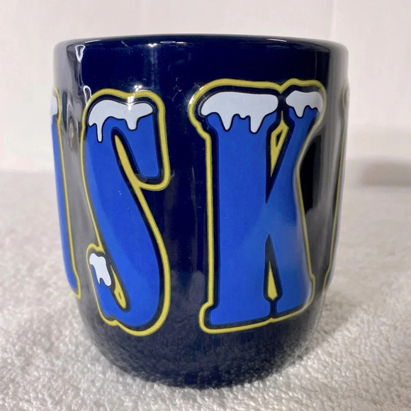 Vintage Navy Blue Ceramic Alaska Eight  Stars Of Gold On A Field Of Blue Mug - Picture 5 of 15